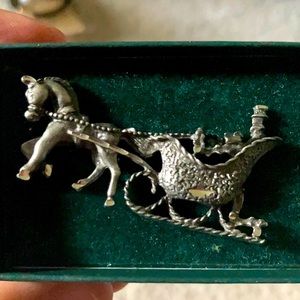 Pewter horse drawn sleigh